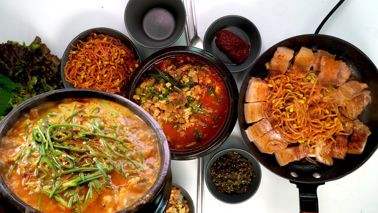 고깃집 한 상 세트 (차돌 비지 짜그리, 청양 맵짜리, 콩나물 무침)