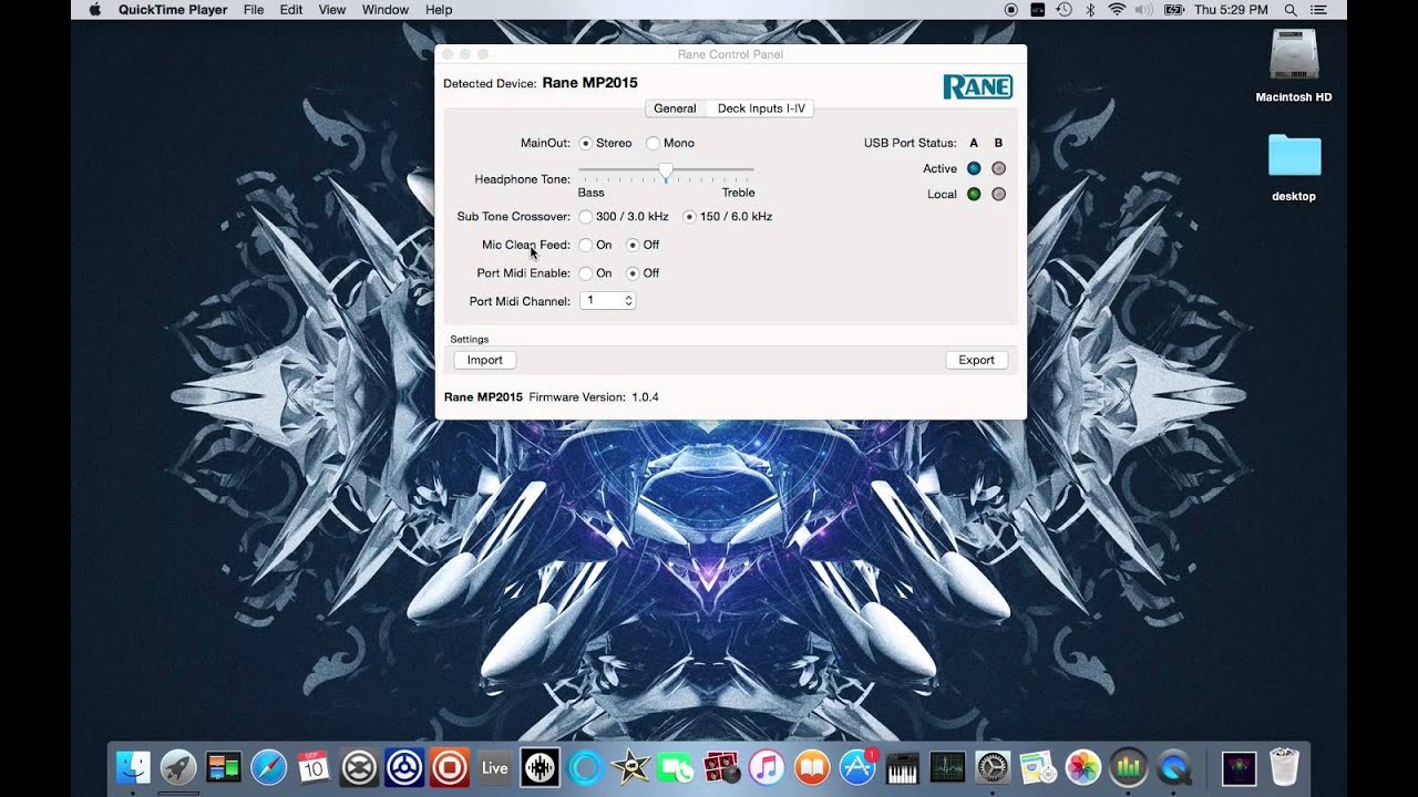 Rane Control Panel for the MP2015 Rotary Mixer