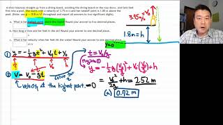 Physics 4A - Kinematics Problem Solving Example - Diver (OpenStax Univ Physics Vol 1 Ch 3 Prob 71)