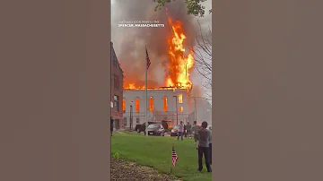 Church Steeple Catches Fire Collapses After Being Struck By Lightning Shorts 