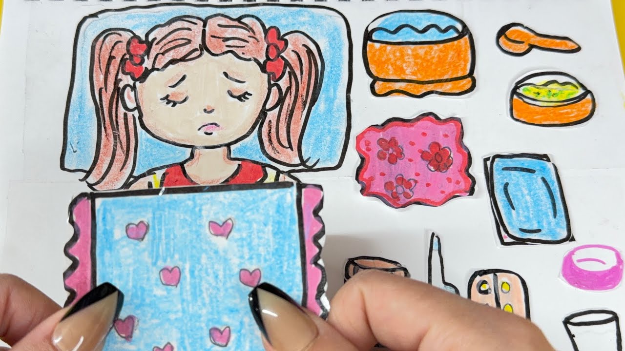 🎀Paper Diy 🎀Sick paper doll care…… Tutorial/ No music , ASMR 