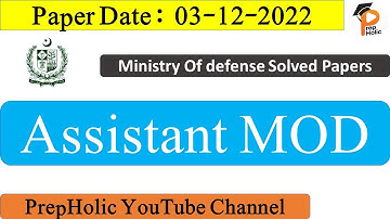Assistant MOD Solved Paper 3 Dec 2022||Assistant Ministry Of Defense Solved Paper||MOD Solved Paper