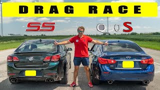 Chevrolet SS vs Infiniti Q50RS, result is unexpected. Drag and roll race.