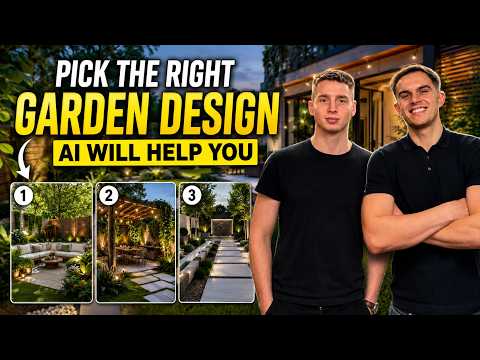 MeltFlex AI app redesigning a real backyard photo into several garden designs