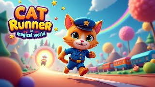 "Super Cat Run 🐱🌈 | Road, Railway & Volcano Run Game 🚀| Crazy Levels & Magical Worlds!🌈🚆 | CrazyKidz screenshot 2
