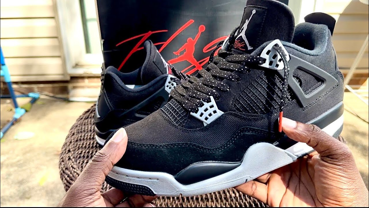 How we feelin on the lace swap? Jordan 4 Black Canvas : r/Sneakers