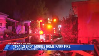 Fresno trailer park on fire, same site as fatal fire in April