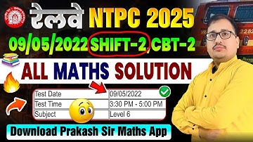 RRB NTPC 2025 Maths Full Solution | 9 May 2022 CBT 2 (Shift 2) | Prakash Sir