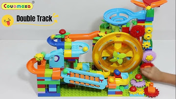Couomoxa marble run building blocks compatible with lego duplo stem toy (waterwheel piano coaster)