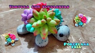 Tortuguita con suculentas/pasta flexible/porcelana fría/pasta francesa