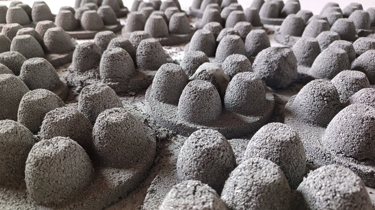 👉 Egg 🥚 Shapes Series #3 Black Concrete Stones Dry Floor Crumbling💦 Bucket Dipping Mixing🤤