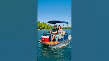 Mini pontoon boats with a bimini and cooler storage! 👏👏