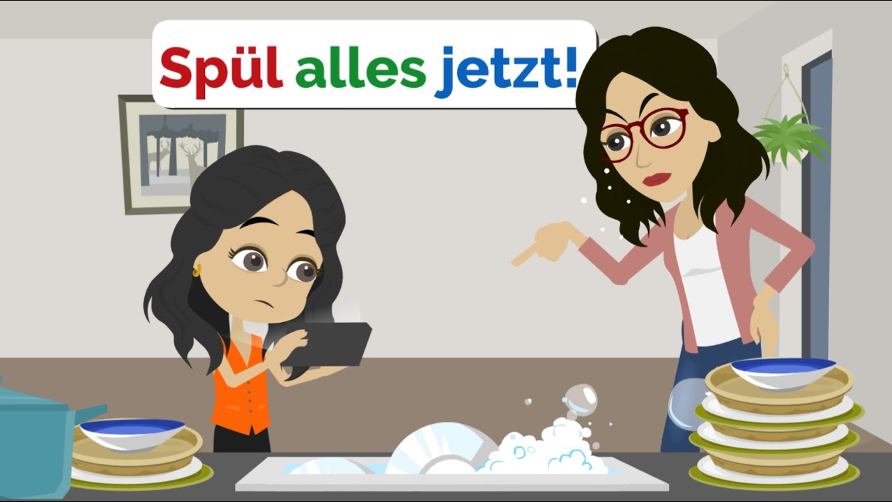 Paula will, dass Nora spült… aber sie wehrt sich | Deutsch Lernen