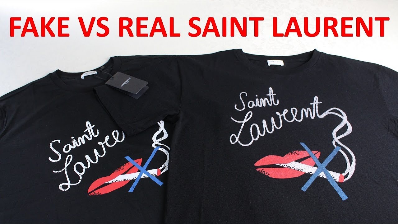 Real vs Fake Saint Laurent T shirt. How to tell counterfeit Yves