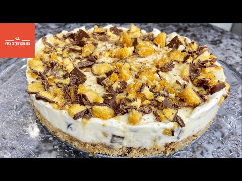 How To Make Easy, NO BAKE Crunchie/Honeycomb Cheesecake - Simple Cheesecake Recipe