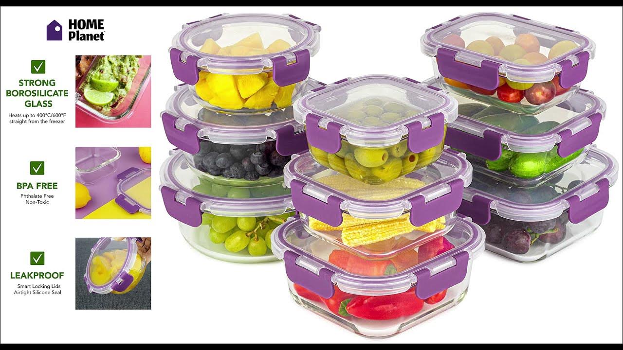 Home Planet Recipientes de Cristal para Alimentos con 3