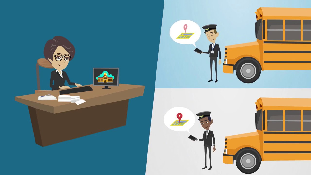 2D character animation explainer video for school bus tracking app