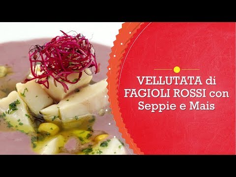 Vellutata di fagioli rossi con seppia e mais