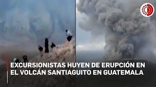 Excursionistas huyen de erupción en el volcán Santiaguito en Guatemala
