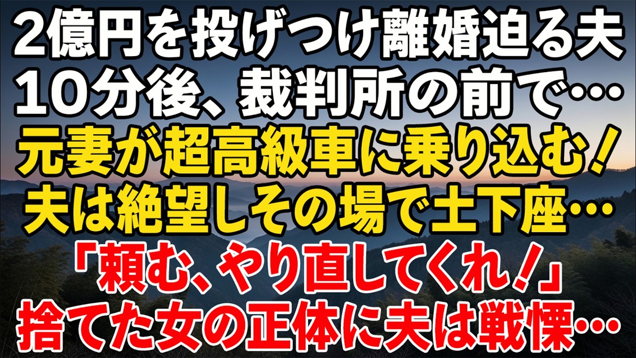 2億円を投げつけ離婚を迫った夫。だが10分後、裁判所前で元妻がスーパーカーに乗り込む姿を見て彼は土下座した…
