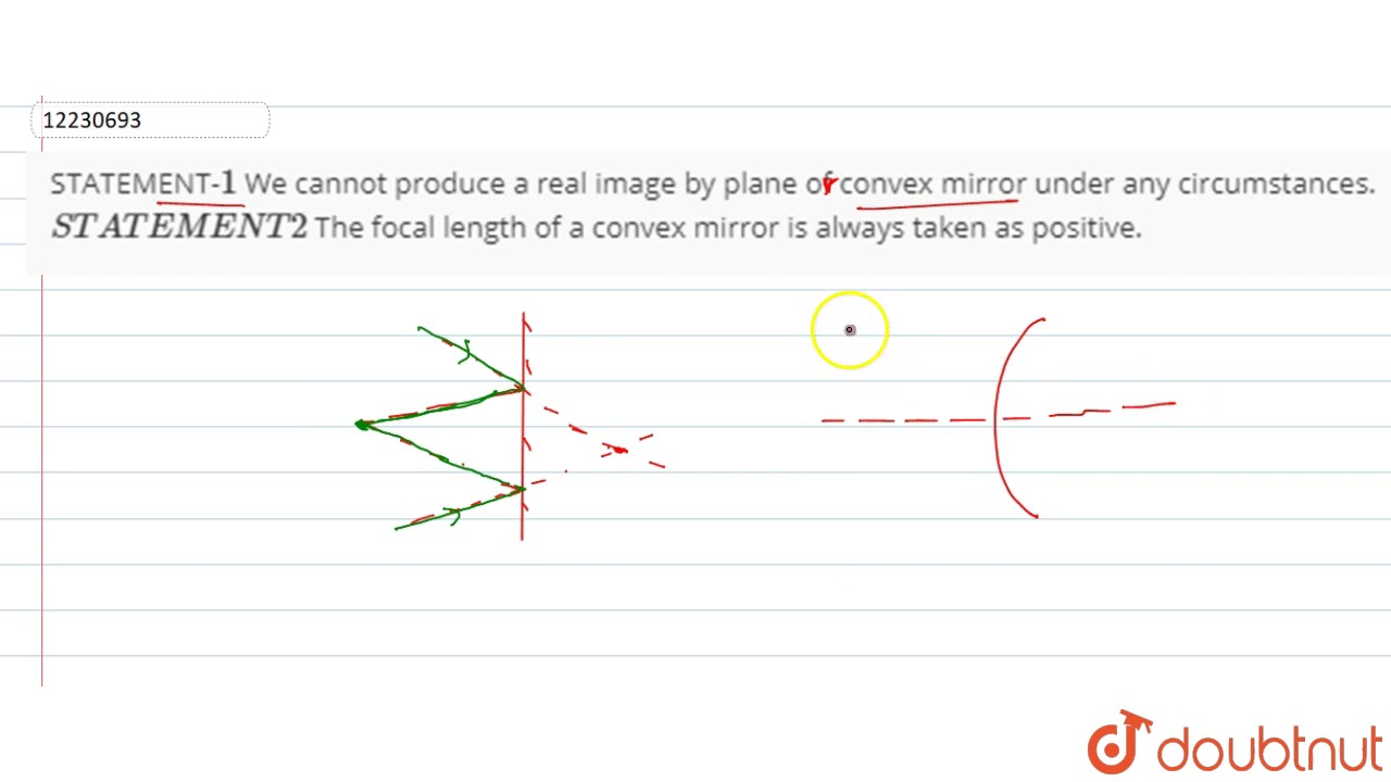 Statement 1 We Cannot Produce A Real Image By Plane Of Convex Mirror Under Any Cirtances You Real Image By Plane Of Convex Mirror, Why Convex Mirror Cannot Produce Real Image