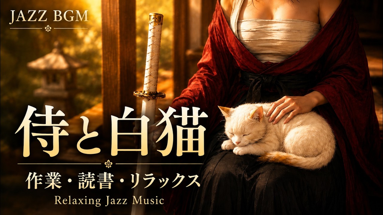 まったりBGM】Samurai Cat Resting | Cozy Jazz Music / 縁側で猫と