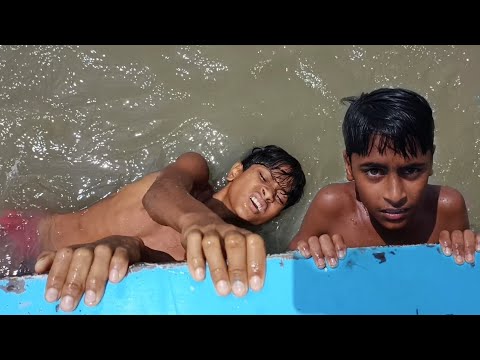 Kids swim || Kids bath || Village boy bathing