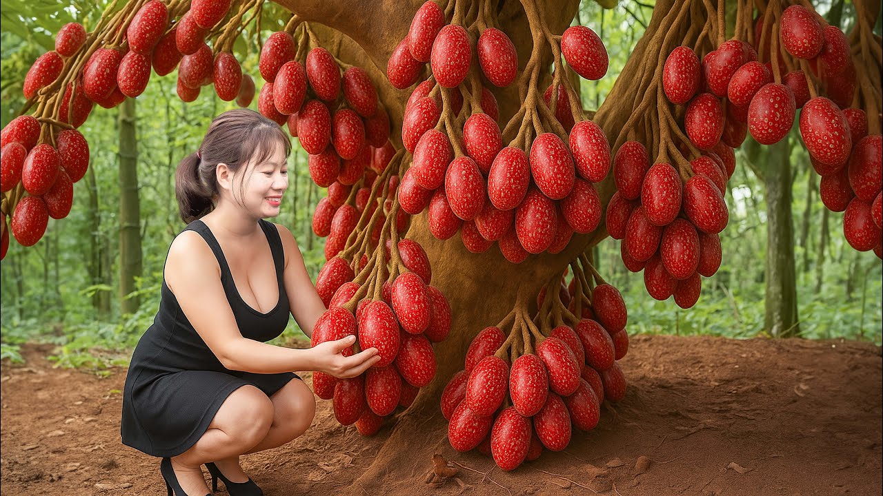 Harvesting Cherry Elaeagnus & Making delicious radish rolls with meat | Rich Village Flavor