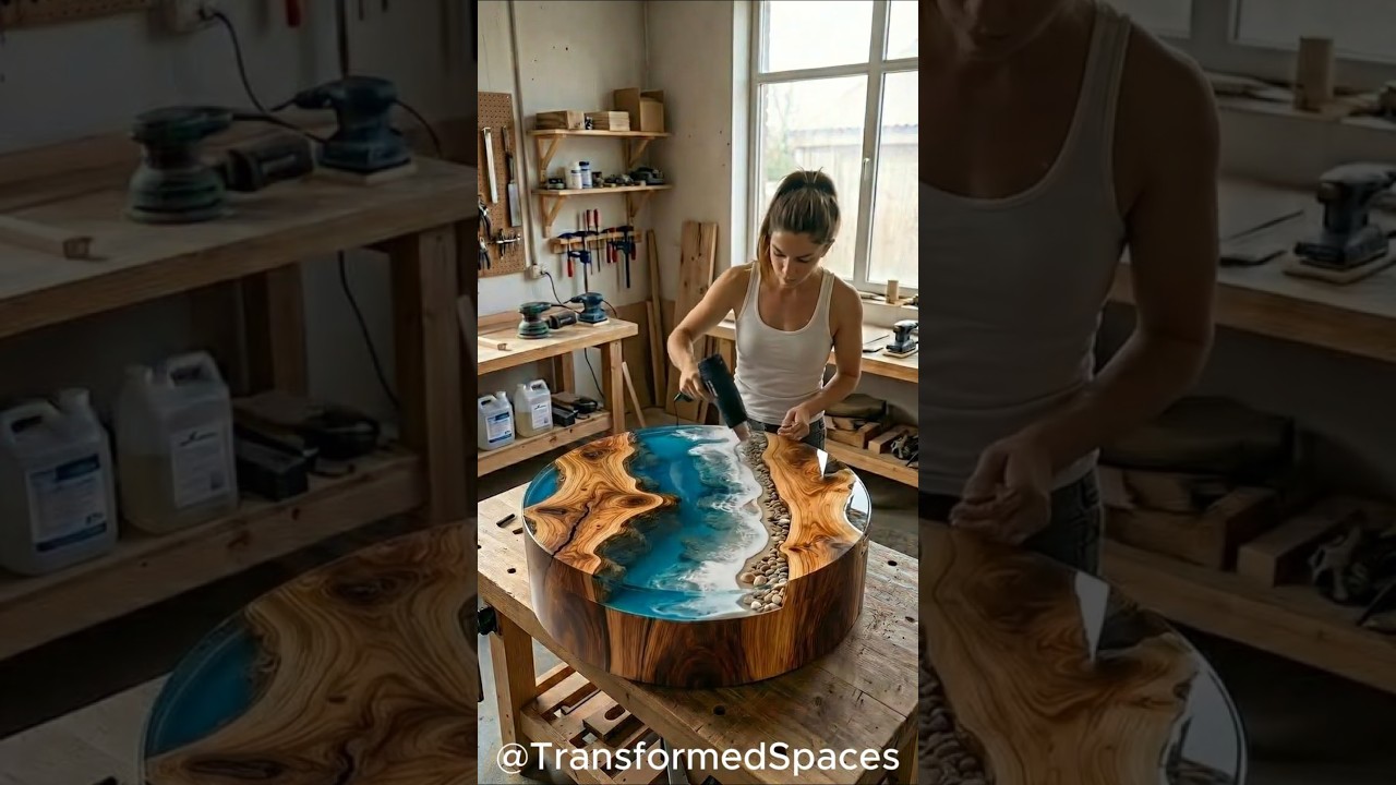 Epoxy Ocean Table | Live Edge Wood & Resin Beach Art DIY 🌊🪵