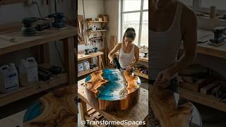 Epoxy Ocean Table | Live Edge Wood & Resin Beach Art Design Concept🌊🪵