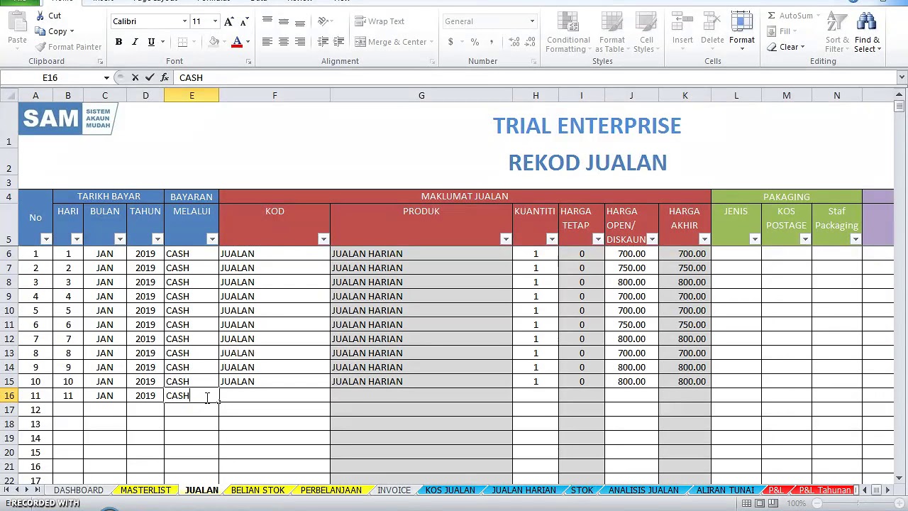 REKOD JUALAN KEDAI MAKAN / RESTORAN MENGGUNAKAN SISTEM AKAUN MUDAH