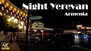 [4K] Night Walking Tour Yerevan in Armenia