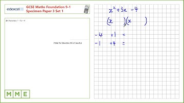 GCSE Maths EDEXCEL Specimen Set 1 Foundation     Paper 3   Q26 Factorising quadratics