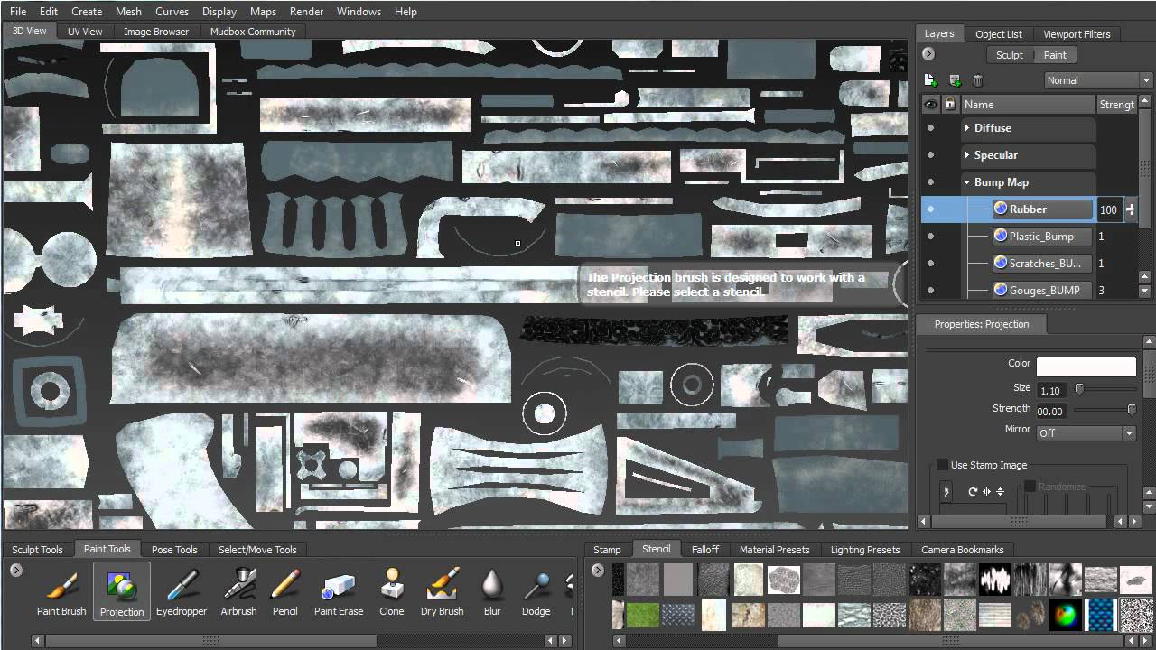 Painting in Mudbox for UDK (Part 7 Plastic bump) YouTube