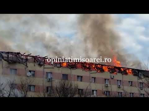 Incendiu mansarda bloc Timisoara