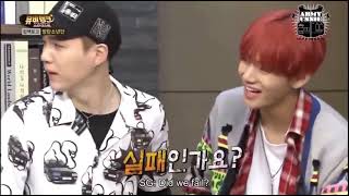 Suga inhales then coughs. Suga: Did we fail? BTS laughs