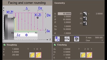Lathe Conversational Programming - FagorTC CNC 8060/8065/8070 -  Facing with corner rounding cycle