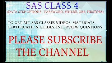 SAS CLASS 4 - DATA STEP OPTIONS 2: For live classes: goodonlinetrainings@gmail.com/+91 99639 57366