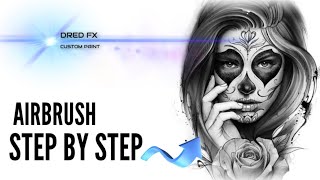 Airbrush step by step Sugar Skull part 1