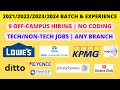 9 Off-Campus | 2023/2022/2021 batch & Experienced | Multiple roles