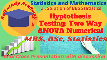 MBS, BSc/ Testing of Hypothesis: One way ANOVA.