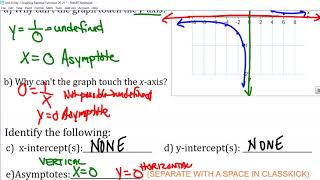 Unit 8 Day 1 Graphing Rational Functions Using Transformations & Identifying Key Features