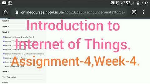 Introduction to internet of things || Week 4 || IOT || NPTEL Assignment 4 Answer || Swayam ||