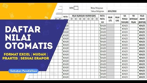 Daftar Nilai Otomatis Format Excel Seuai dengan Erapor