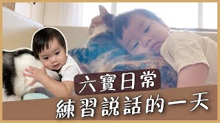 【六寶日常 EP4】從小就懂得吸貓！練習講哥哥姊姊的一天｜♡彥婷 feat.六寶