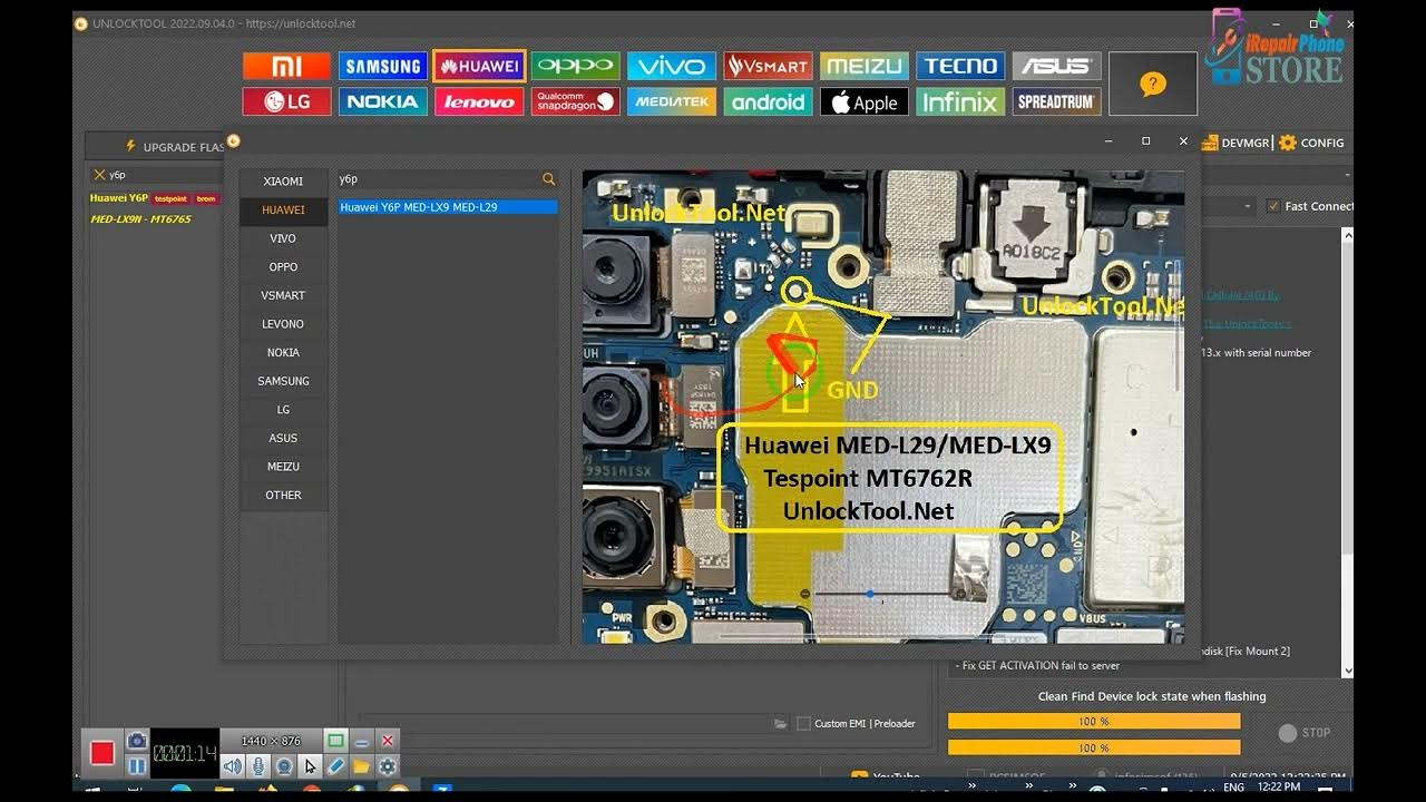 Huawei Y6P MED-LX9, MED-LX9N huawei id remove Test Point, With unlock ...