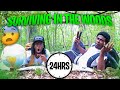 SURVIVING IN THE WOODS FOR 24 HOURS!! *Bad Idea*
