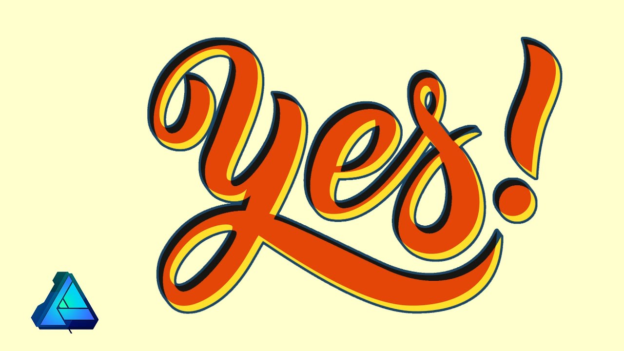 Надпись Affinity Designer | Инструмент «Перо», метод «Квадрат»