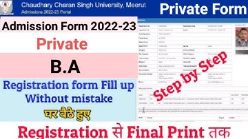 How to Fill CCS University B.A Private Admission Form 2022-23 | CCSU Private UG Form Fill Up