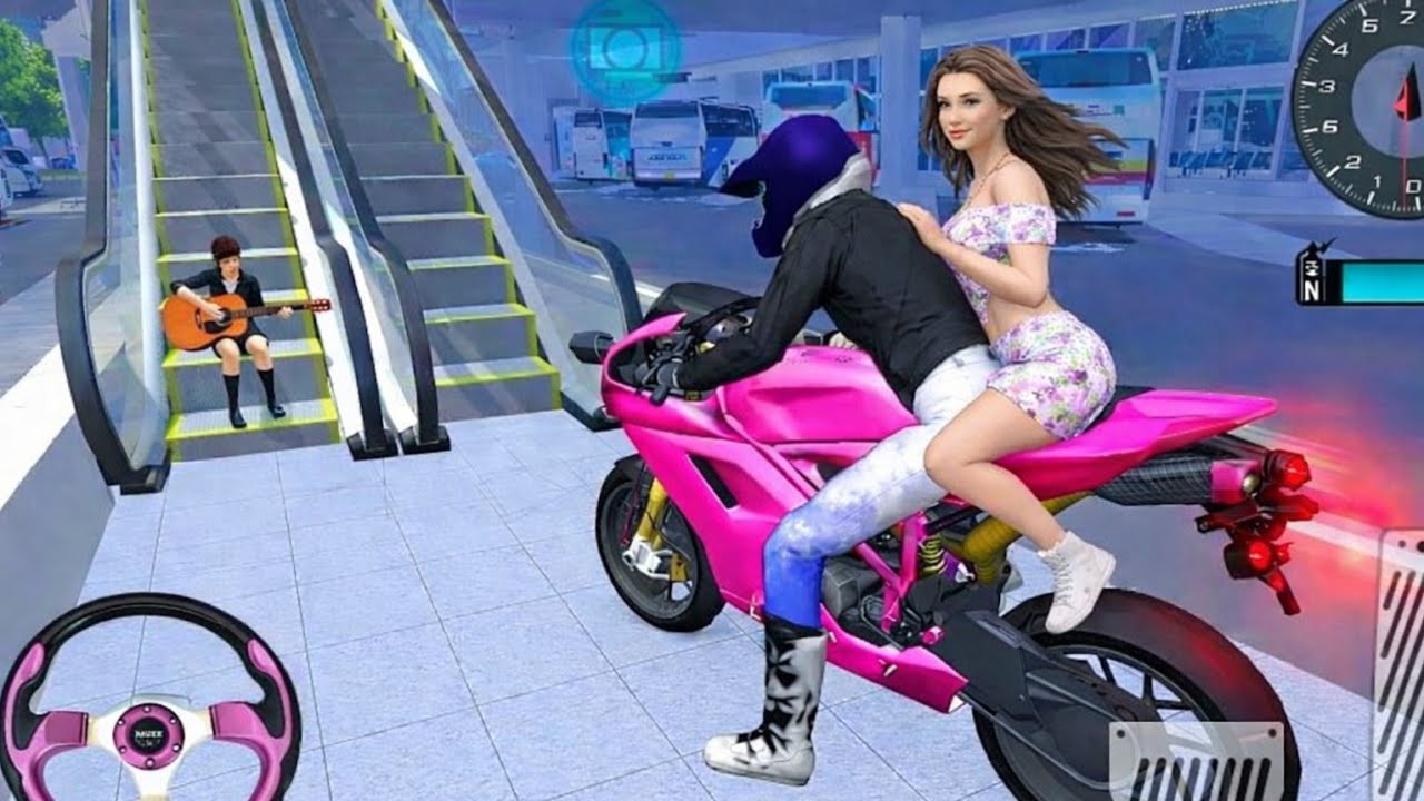 🔥Pink Super Racing Bike – Metro Station Escape | Full Action Ride_3D Driving Class Simulator 